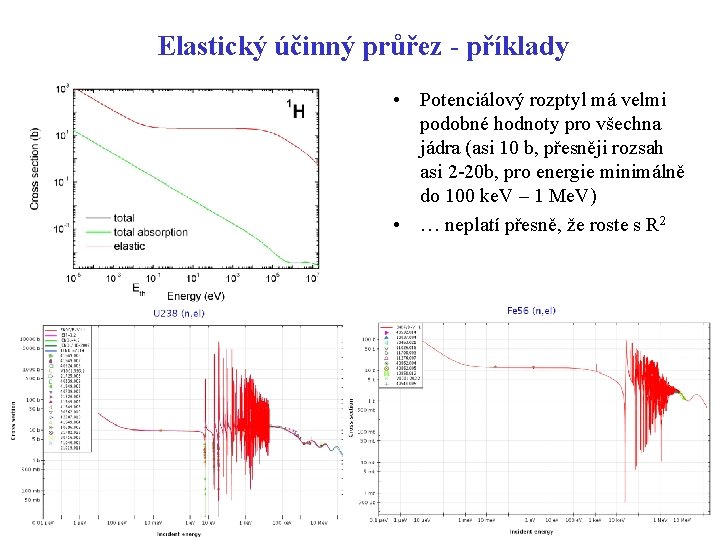 Elastický účinný průřez - příklady • Potenciálový rozptyl má velmi podobné hodnoty pro všechna Elastický účinný průřez - příklady • Potenciálový rozptyl má velmi podobné hodnoty pro všechna