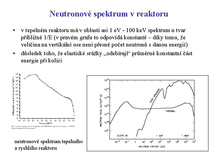 Neutronové spektrum v reaktoru • v tepelném reaktoru má v oblasti asi 1 e. Neutronové spektrum v reaktoru • v tepelném reaktoru má v oblasti asi 1 e.