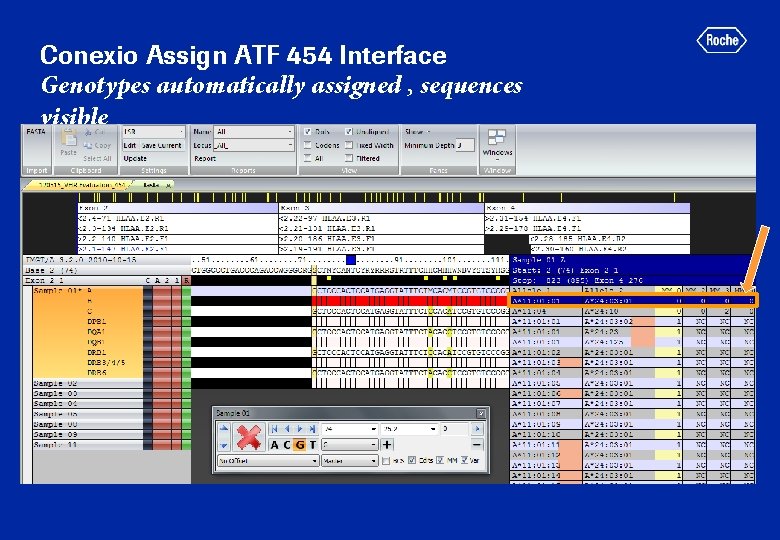 Conexio Assign ATF 454 Interface Genotypes automatically assigned , sequences visible 