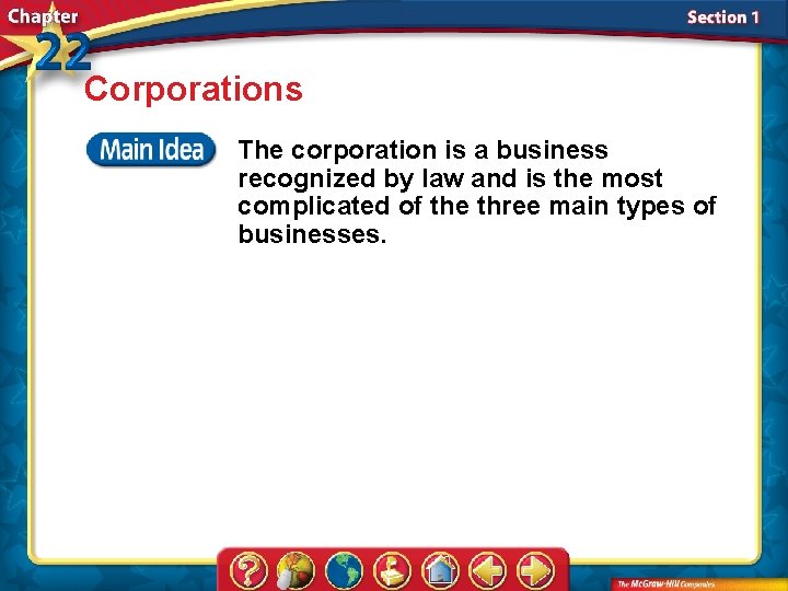 Corporations The corporation is a business recognized by law and is the most complicated