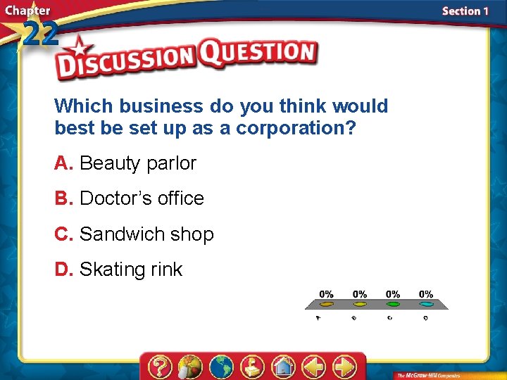 Which business do you think would best be set up as a corporation? A.