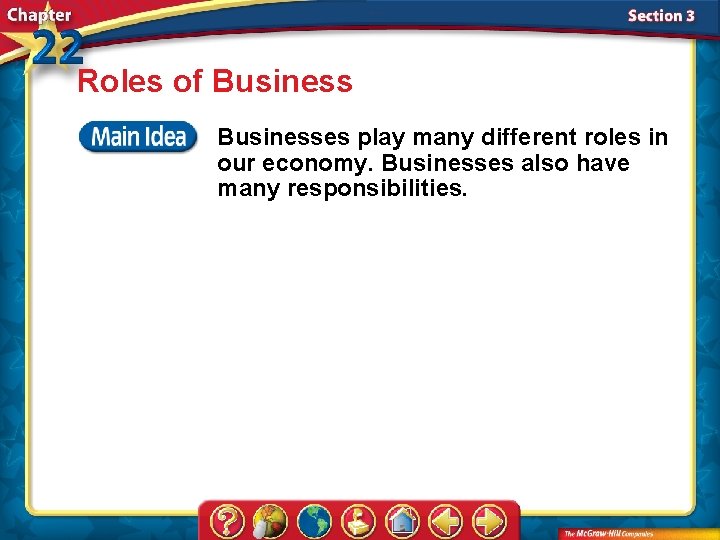 Roles of Businesses play many different roles in our economy. Businesses also have many