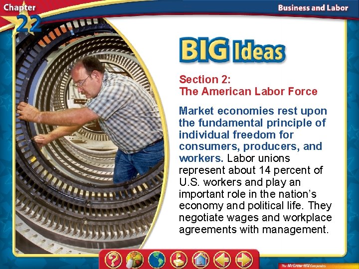 Section 2: The American Labor Force Market economies rest upon the fundamental principle of