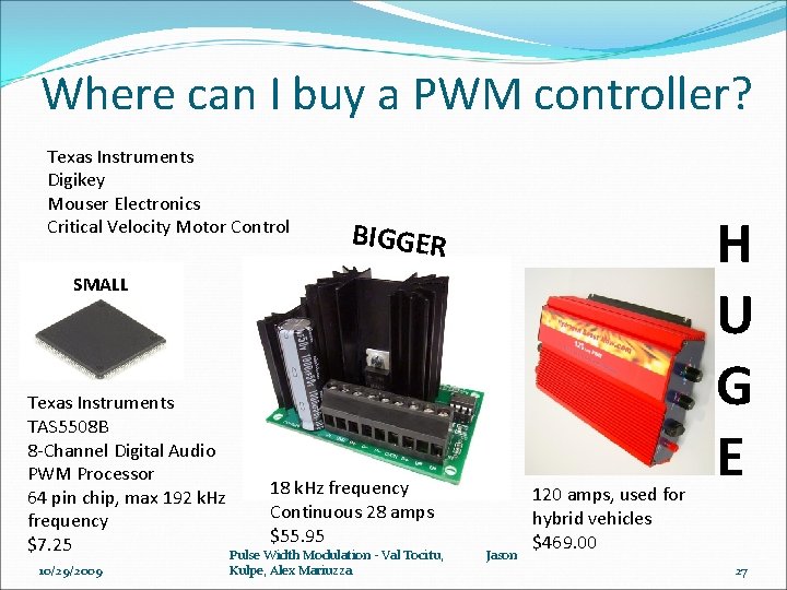Where can I buy a PWM controller? Texas Instruments Digikey Mouser Electronics Critical Velocity