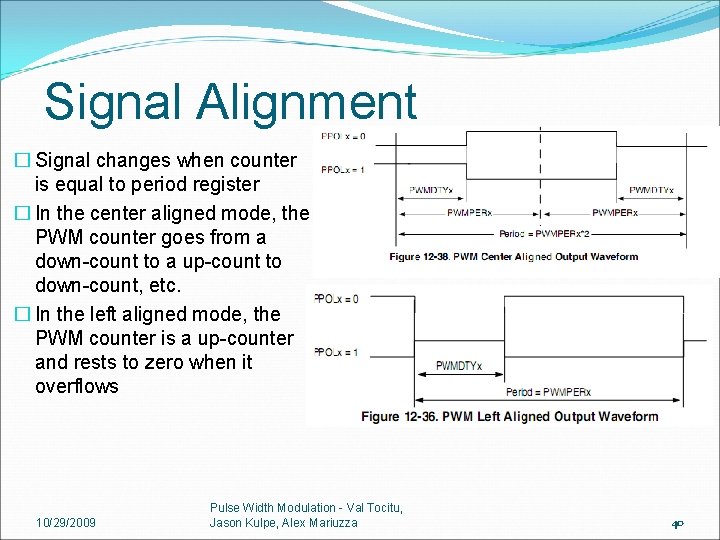 Signal Alignment � Signal changes when counter is equal to period register � In