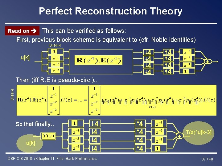 Perfect Reconstruction Theory Read on This can be verified as follows: First, previous block