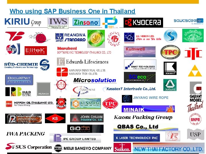 Who using SAP Business One in Thailand © 2013 SAP AG. All rights reserved.