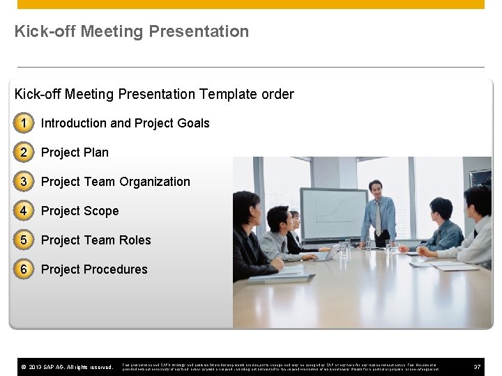 Kick-off Meeting Presentation Template order 1 Introduction and Project Goals 2 Project Plan 3