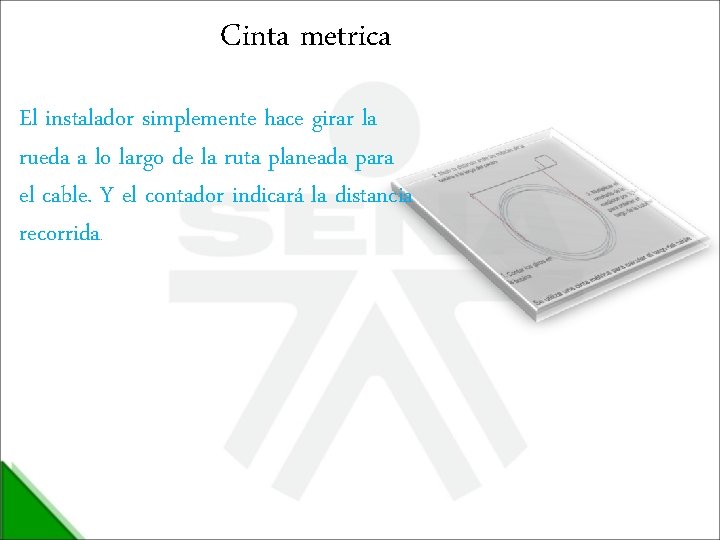 Cinta metrica El instalador simplemente hace girar la rueda a lo largo de la