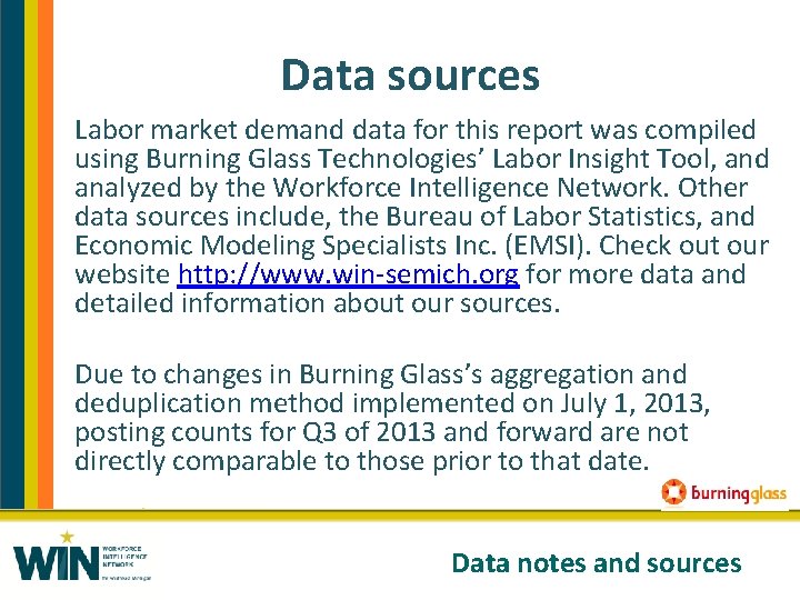 Data sources Labor market demand data for this report was compiled using Burning Glass