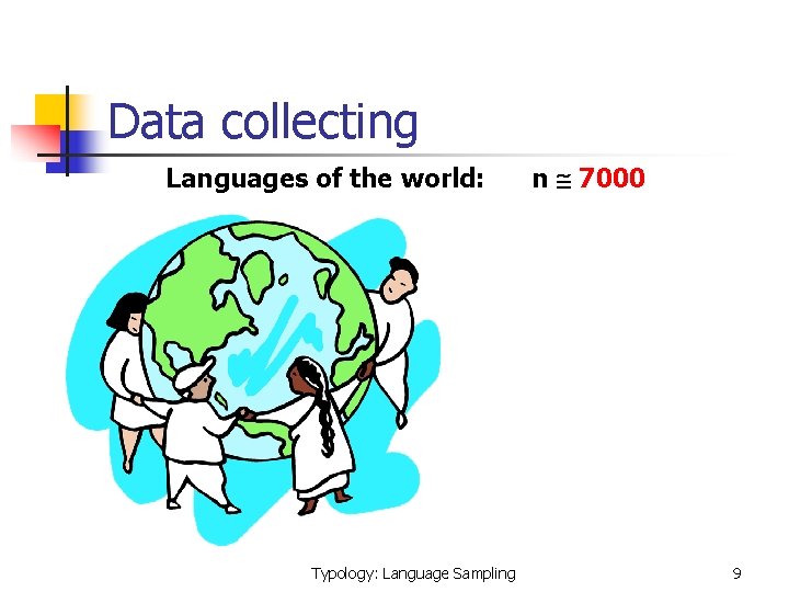 Data collecting Languages of the world: Typology: Language Sampling n 7000 9 