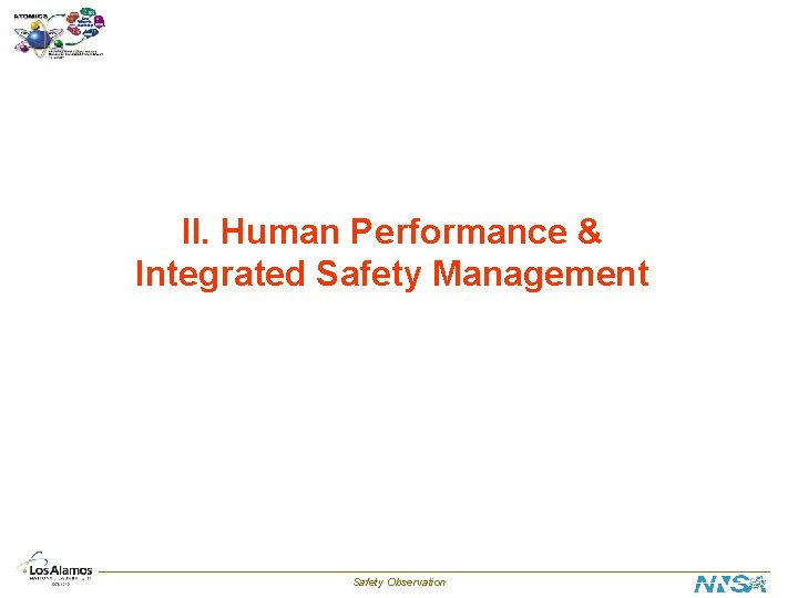 II. Human Performance & Integrated Safety Management Safety Observation 