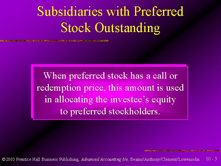 Subsidiaries with Preferred Stock Outstanding When preferred stock has a call or redemption price,