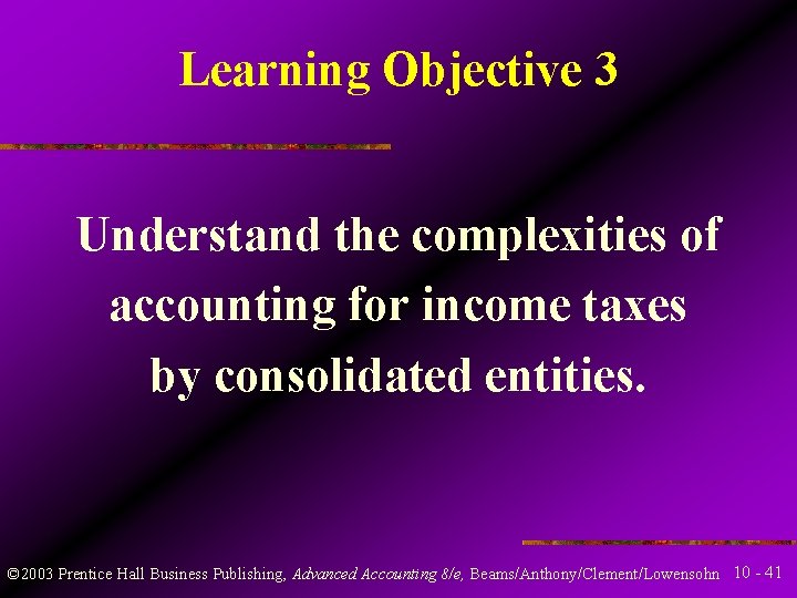 Learning Objective 3 Understand the complexities of accounting for income taxes by consolidated entities.