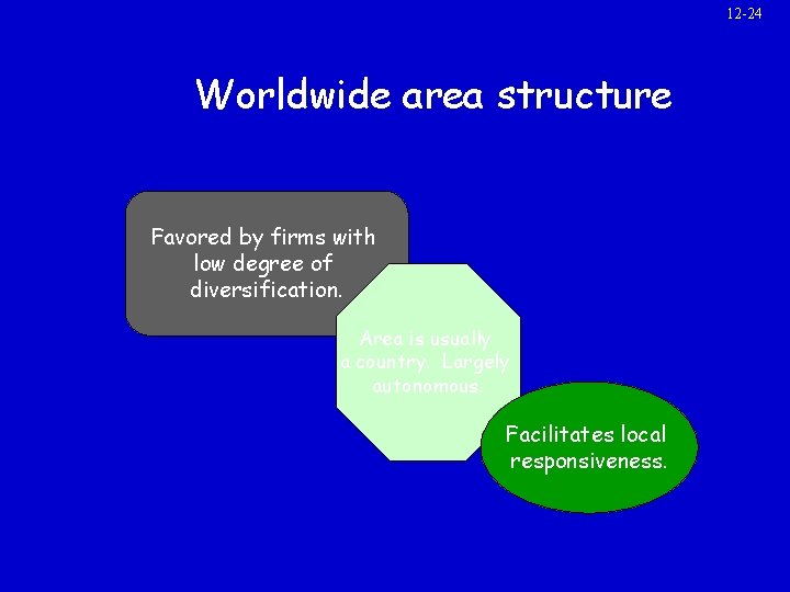 12 -24 Worldwide area structure Favored by firms with low degree of diversification. Area