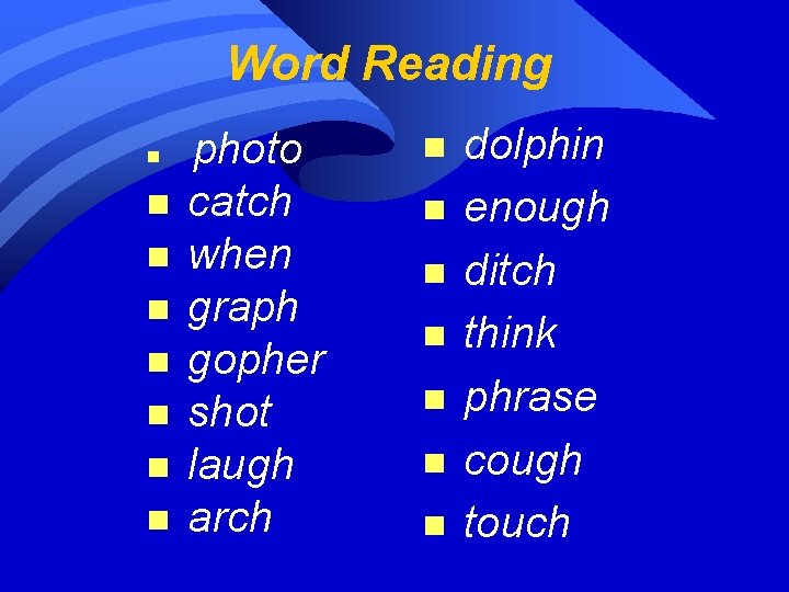 Word Reading n n n n photo catch when graph gopher shot laugh arch