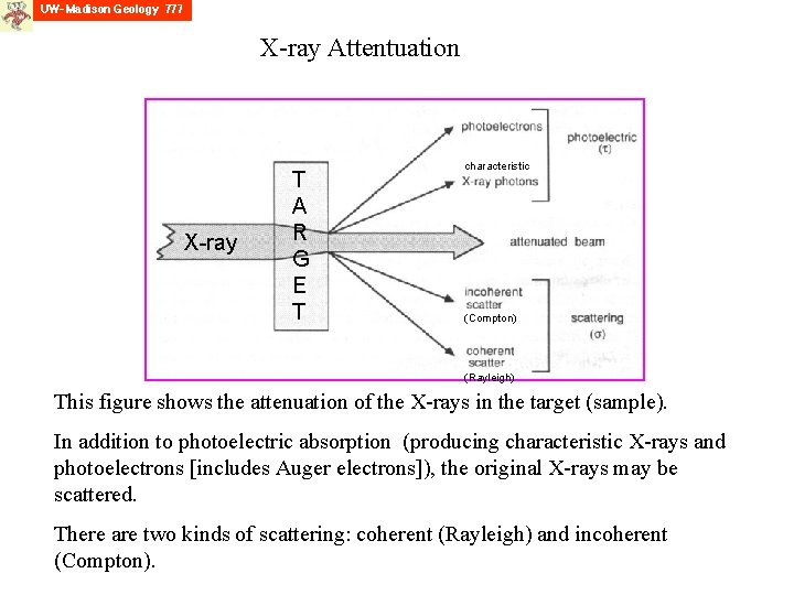 X-ray Attentuation X-ray T A R G E T characteristic (Compton) (Rayleigh) This figure