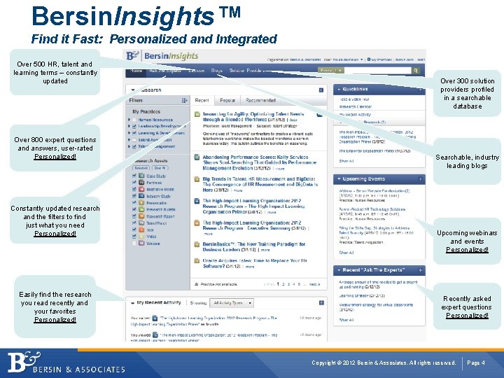 Bersin. Insights™ Find it Fast: Personalized and Integrated Over 500 HR, talent and learning