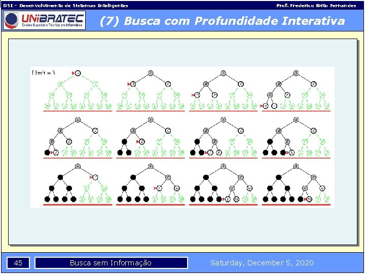 DSI – Desenvolvimento de Sistemas Inteligentes Prof. Frederico Brito Fernandes (7) Busca com Profundidade