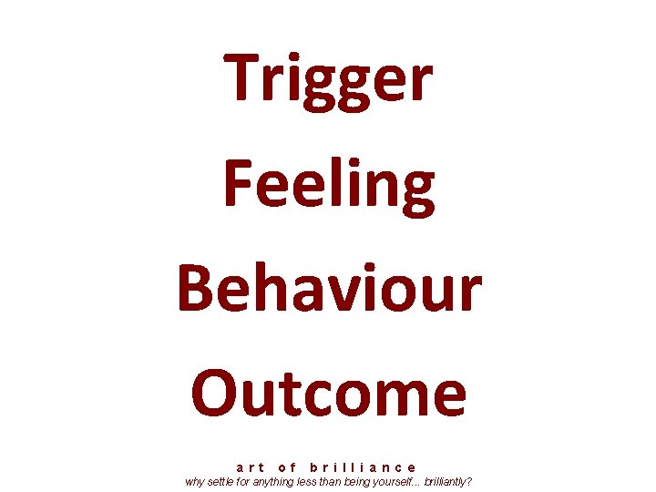 Trigger Feeling Behaviour Outcome a r t o f b r i l l