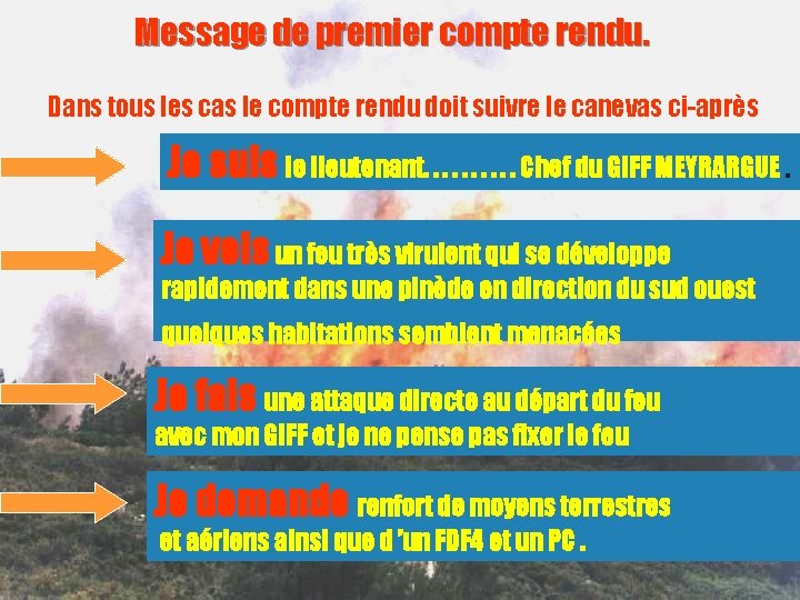 Message de premier compte rendu. Dans tous les cas le compte rendu doit suivre