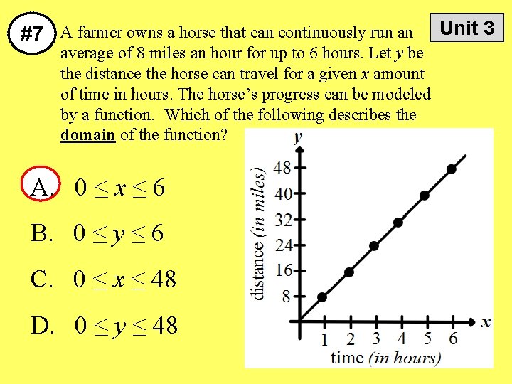 #7 A farmer owns a horse that can continuously run an average of 8