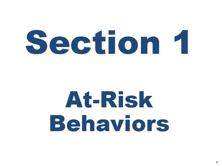 Section 1 At-Risk Behaviors 5 