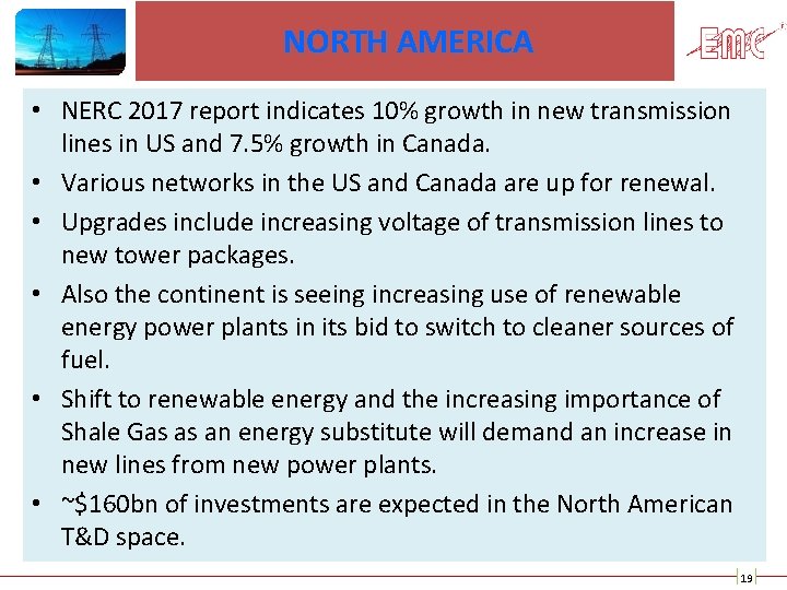 NORTH AMERICA • NERC 2017 report indicates 10% growth in new transmission lines in