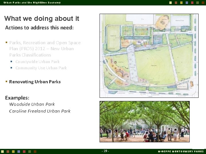 Urban Parks and the Nighttime Economy What we doing about it Actions to address