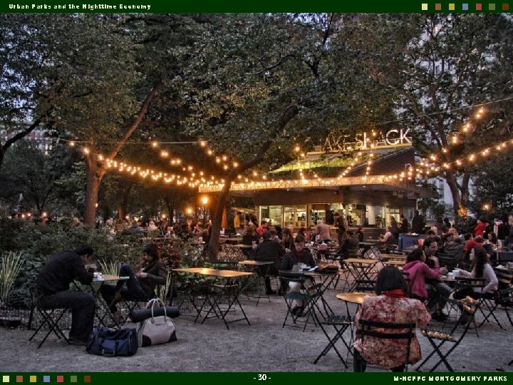 Urban Parks and the Nighttime Economy - 30 - M-NCPPC MONTGOMERY PARKS 