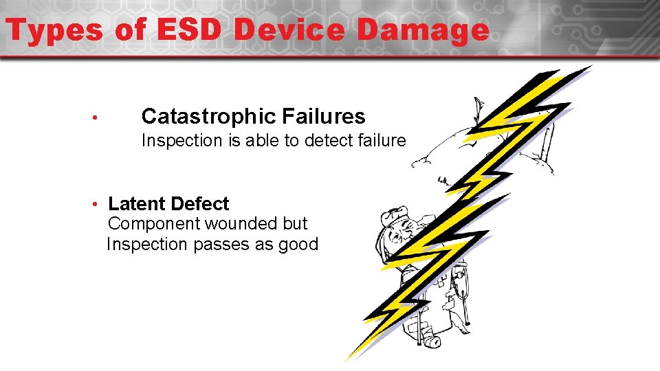 Types of ESD Device Damage • Catastrophic Failures Inspection is able to detect failure