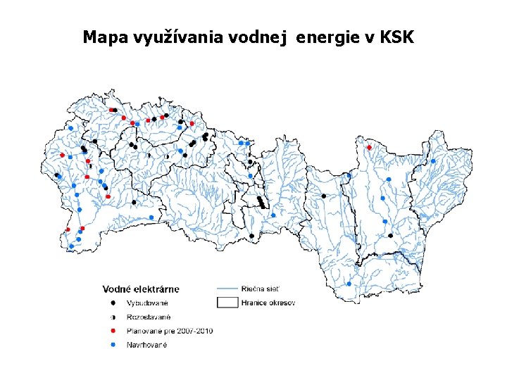 Mapa využívania vodnej energie v KSK 
