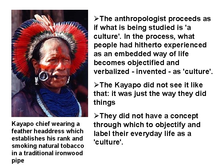  The anthropologist proceeds as if what is being studied is 'a culture'. In