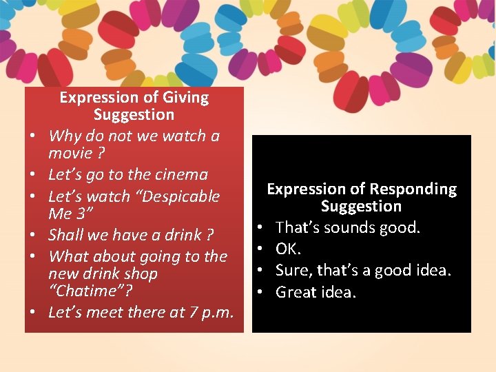  • • • Expression of Giving Suggestion Why do not we watch a