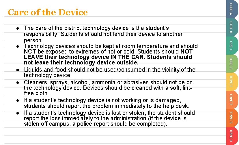 TOPIC B TOPIC C TOPIC D TOPIC E TOPIC F TOPIC G ● The