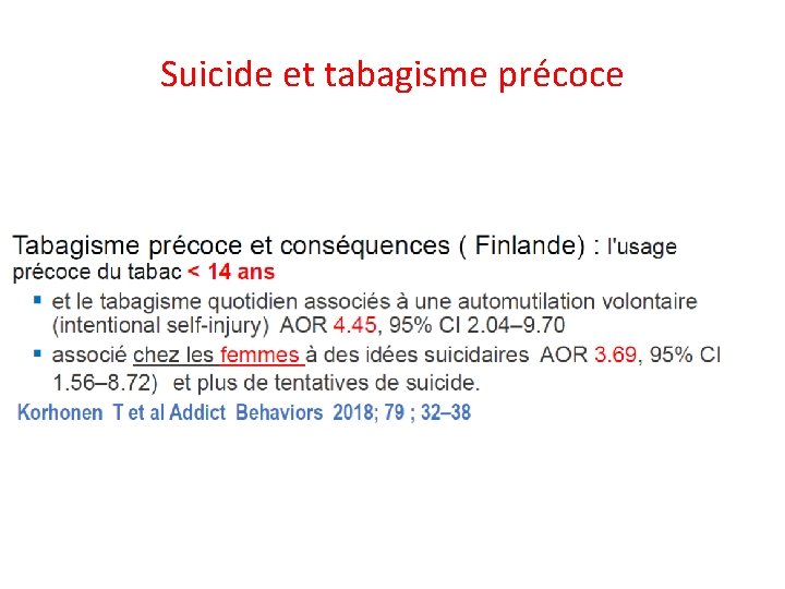 Suicide et tabagisme précoce 