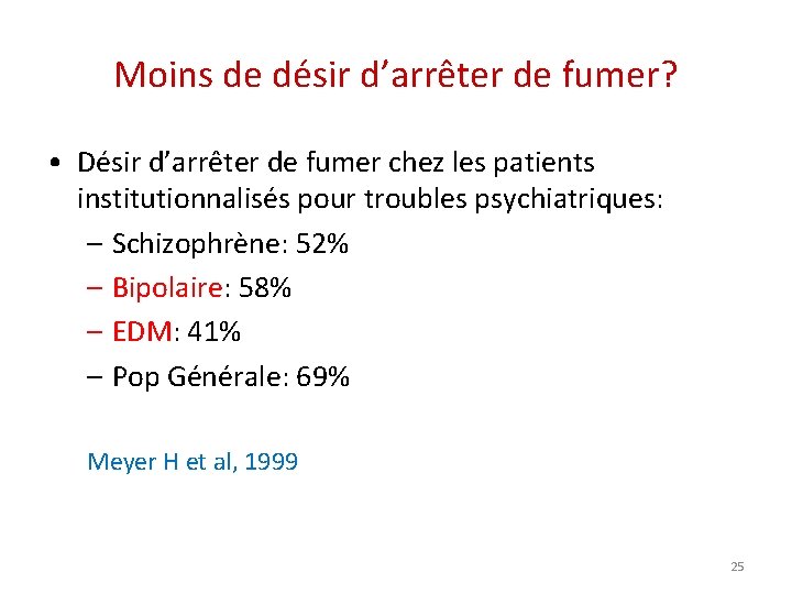 Moins de désir d’arrêter de fumer? • Désir d’arrêter de fumer chez les patients