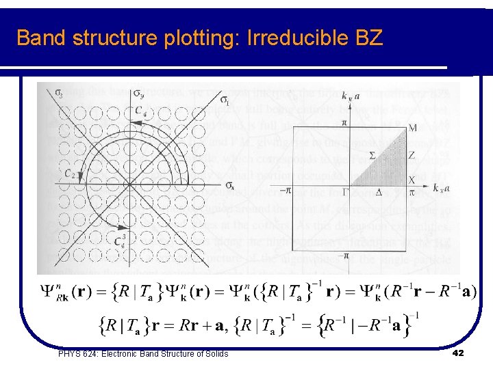 Band structure plotting: Irreducible BZ PHYS 624: Electronic Band Structure of Solids 42 