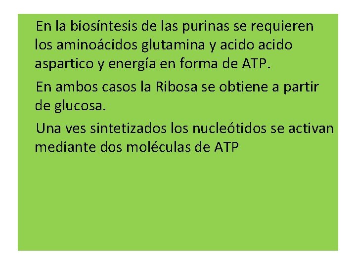 En la biosíntesis de las purinas se requieren los aminoácidos glutamina y acido aspartico
