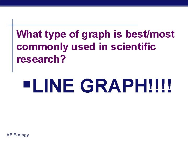 What type of graph is best/most commonly used in scientific research? §LINE GRAPH!!!! AP