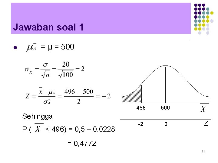 Jawaban soal 1 = μ = 500 l 496 500 -2 0 Sehingga P(