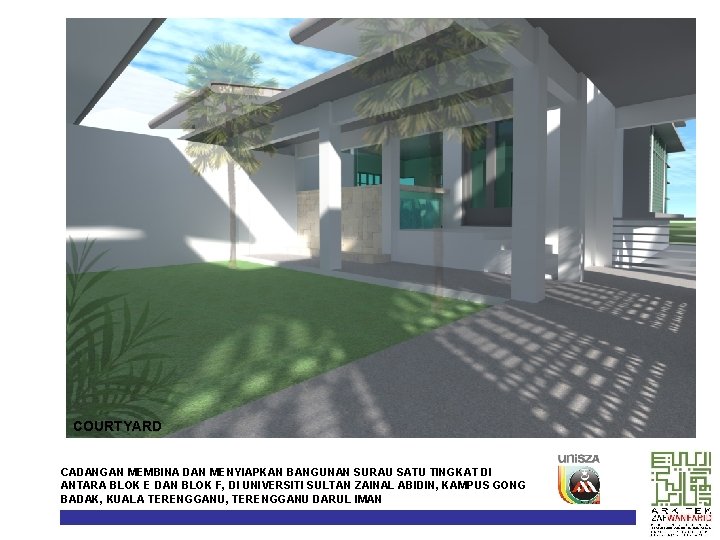COURTYARD CADANGAN MEMBINA DAN MENYIAPKAN BANGUNAN SURAU SATU TINGKAT DI ANTARA BLOK E DAN