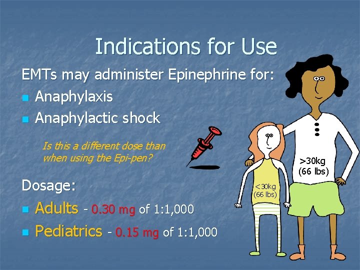 Indications for Use EMTs may administer Epinephrine for: n Anaphylaxis n Anaphylactic shock Is Indications for Use EMTs may administer Epinephrine for: n Anaphylaxis n Anaphylactic shock Is