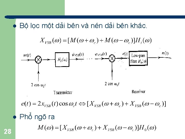 28 l Bộ lọc một dải bên và nén dải bên khác. l Phổ