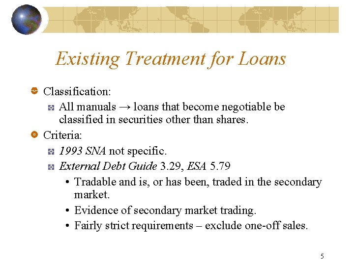 Existing Treatment for Loans Classification: All manuals → loans that become negotiable be classified