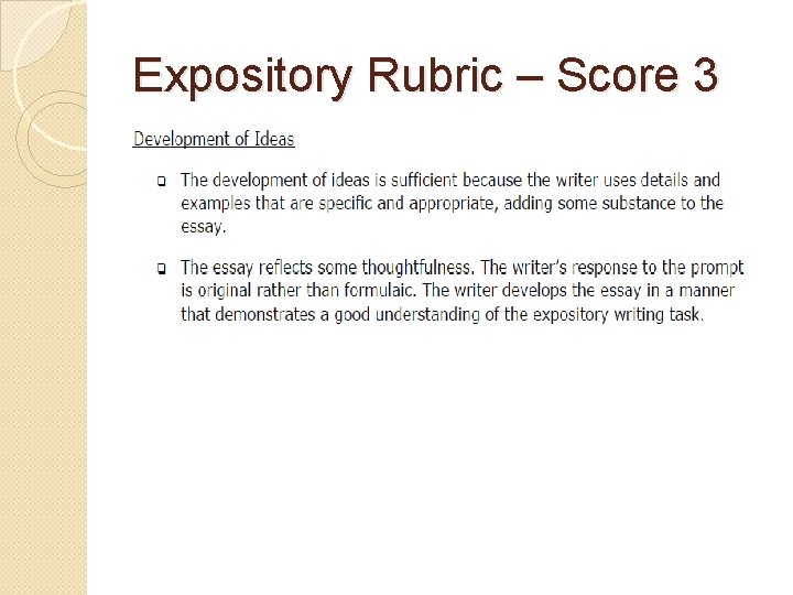 Expository Rubric – Score 3 