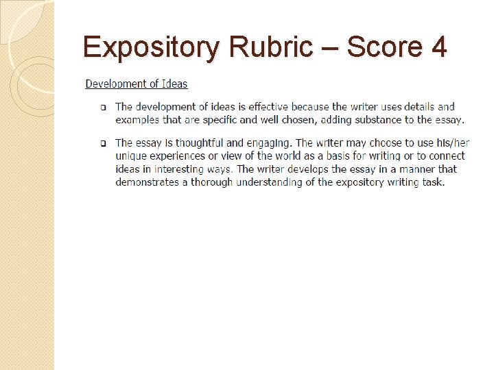 Expository Rubric – Score 4 