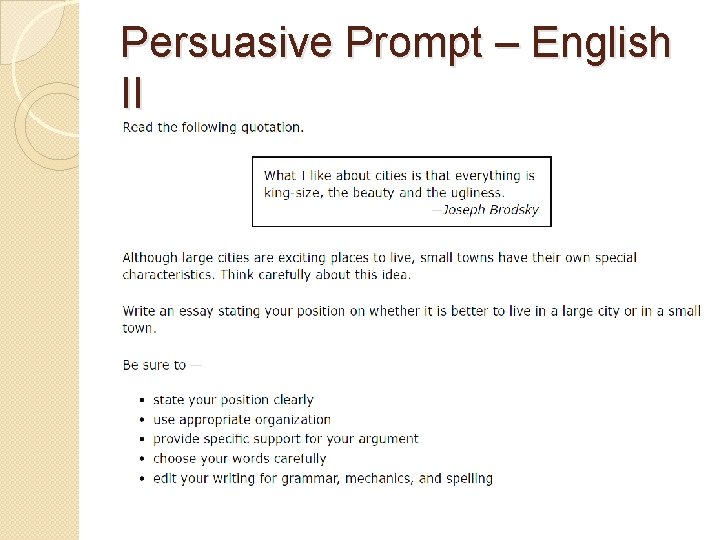 Persuasive Prompt – English II 