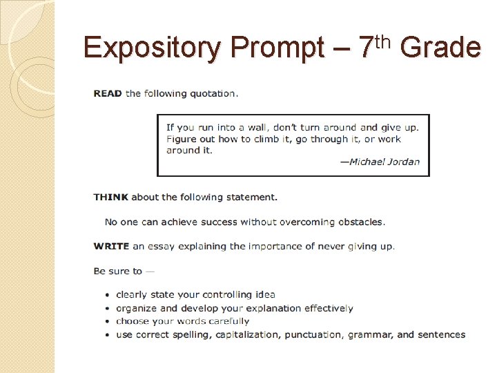 Expository Prompt – 7 th Grade 