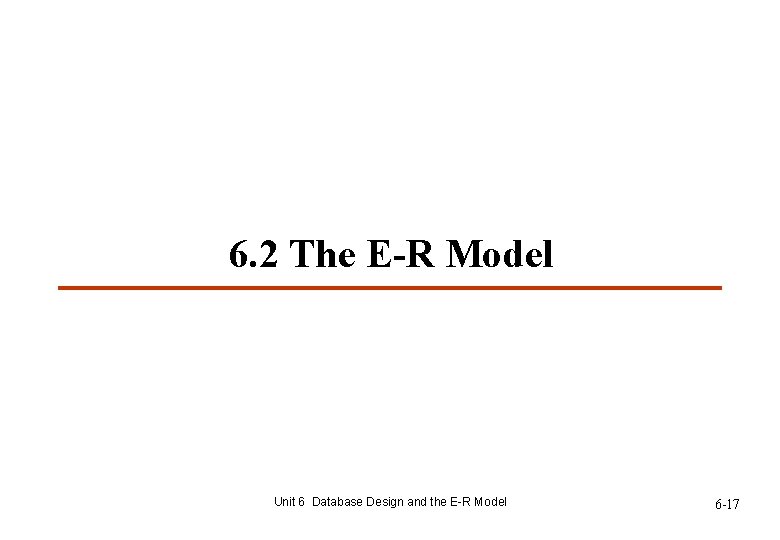 6. 2 The E-R Model Unit 6 Database Design and the E-R Model 6 6. 2 The E-R Model Unit 6 Database Design and the E-R Model 6